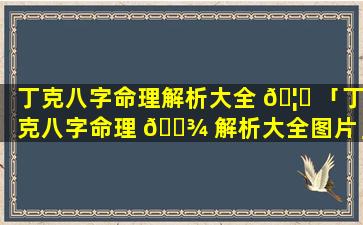 丁克八字命理解析大全 🦉 「丁克八字命理 🌾 解析大全图片」